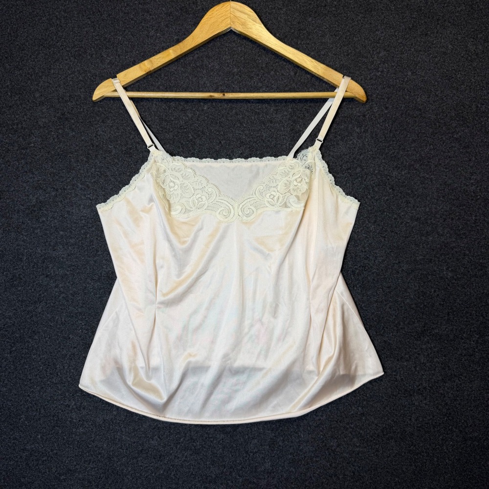 Vintage Lace Trim Camisole Women S Cream Coquette Silky Adjustable Straps